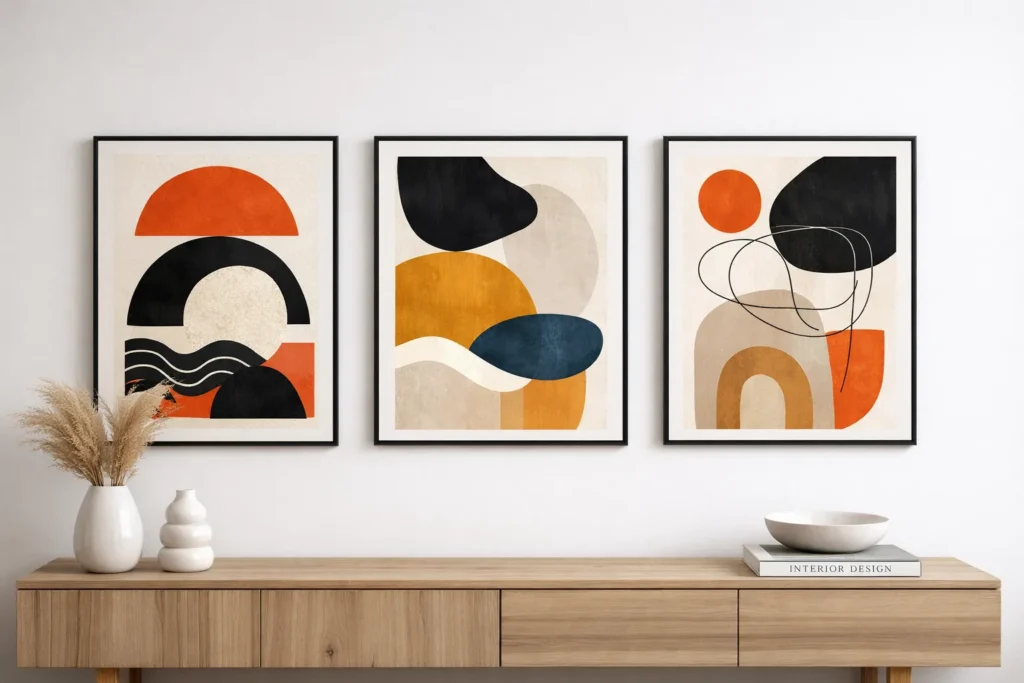 Abstract Art Wall Gallery Wall Ideas Living Room