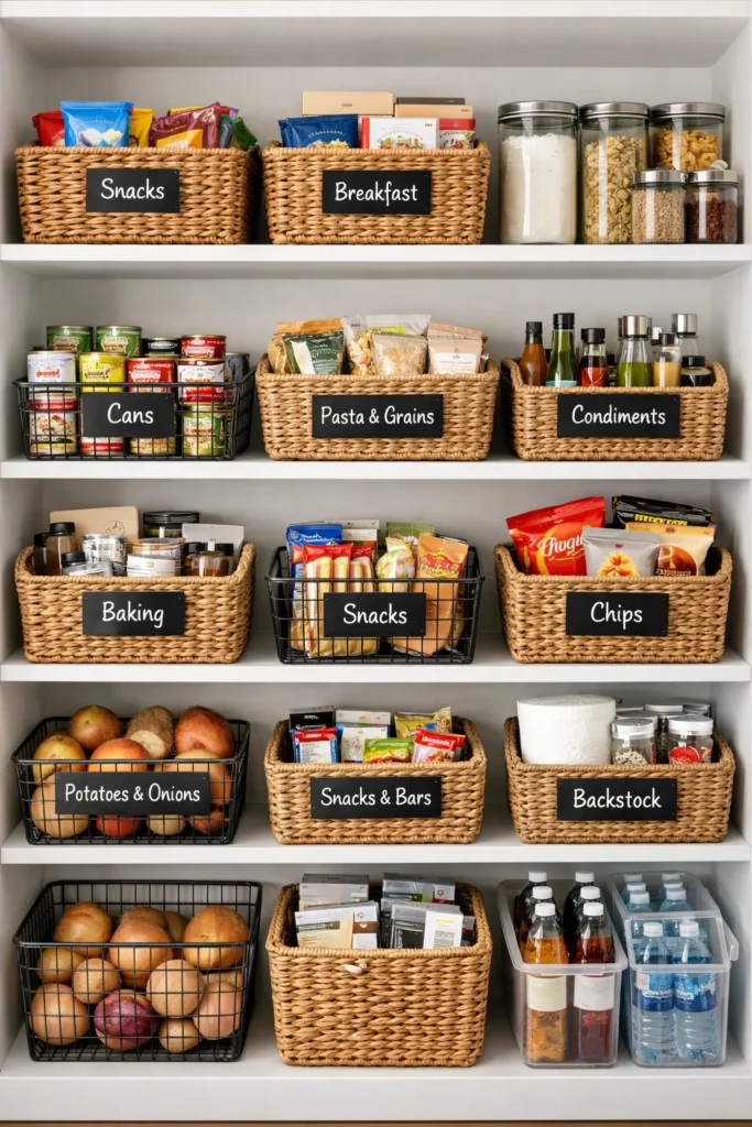Basket Organized Pantry Pantry Organization Ideas