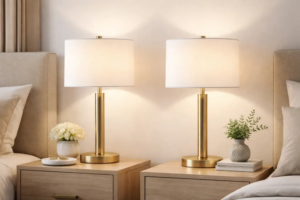 Bedside Table Lamp Pair Cozy Bedroom Lighting