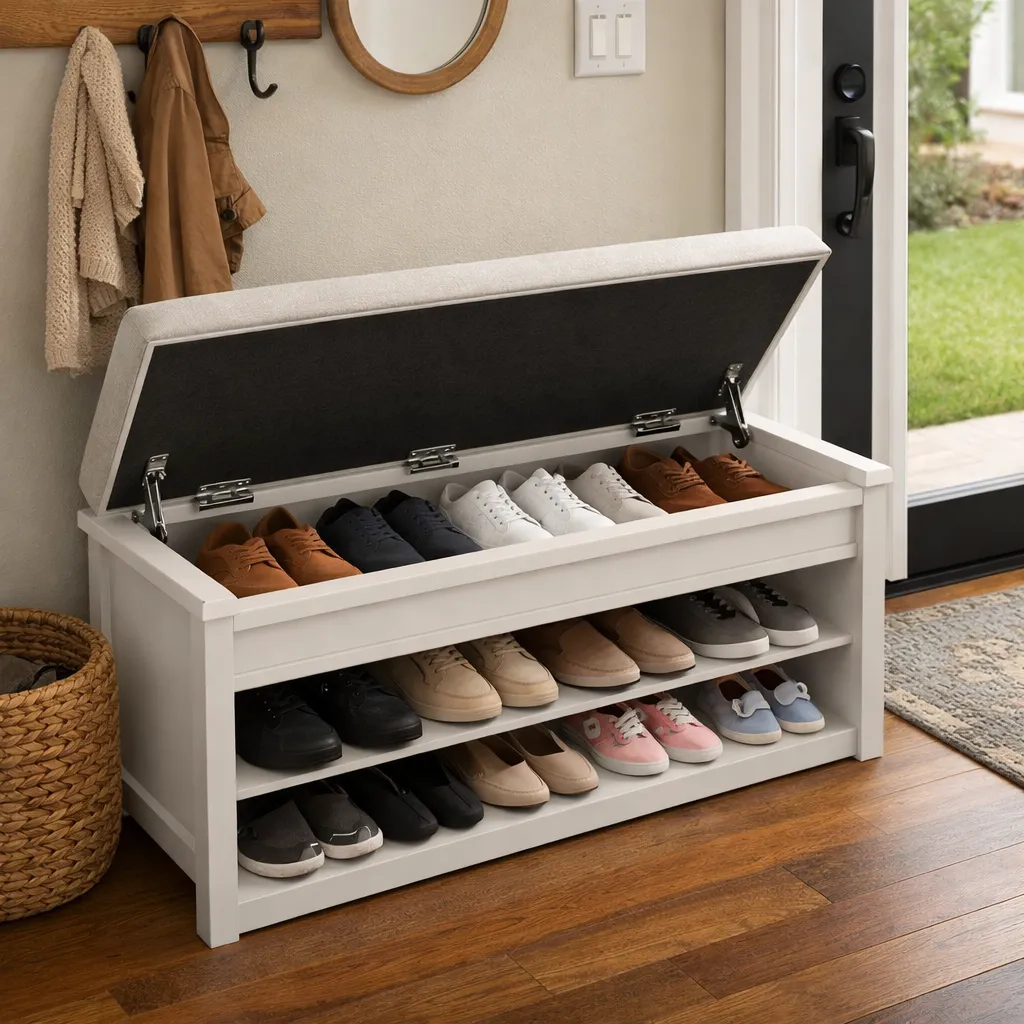 Bench With Hidden Storage Entryway Organization Ideas
