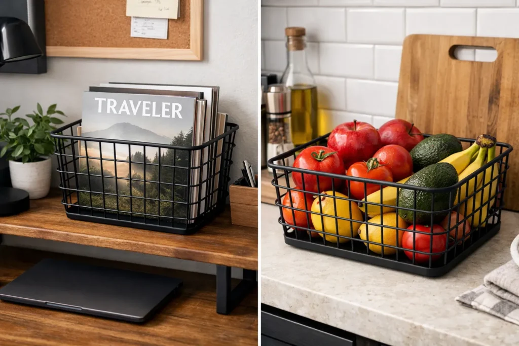 Black Wire Industrial Baskets Storage Baskets Aesthetic