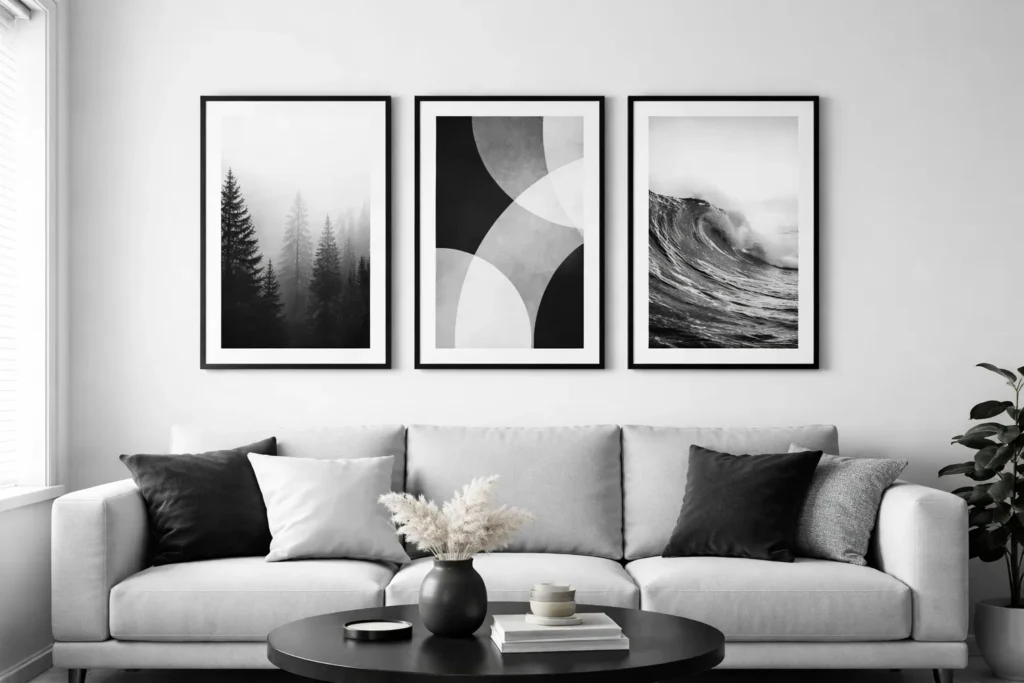 Black And White Minimalist Gallery Wall Ideas Living Room