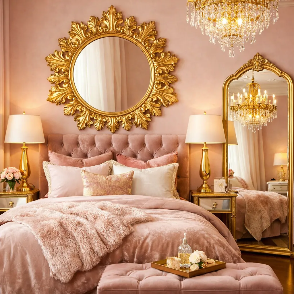 Blush Gold Glam Pink Room Decor Aesthetic