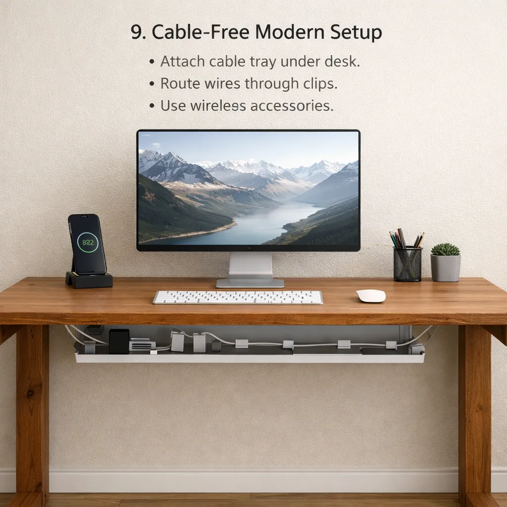 Cable Free Modern Setup Desk Organization Ideas