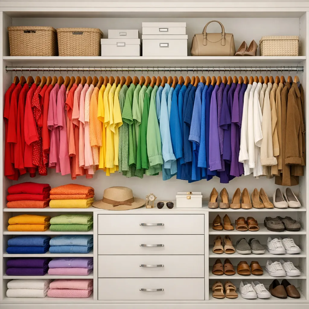 Color Coded Closet Closet Organization Hacks