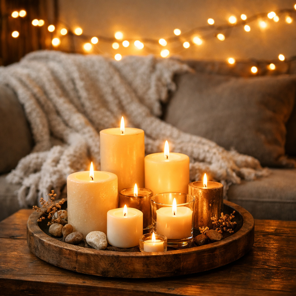 Cozy Candle Corner valentines living room decor