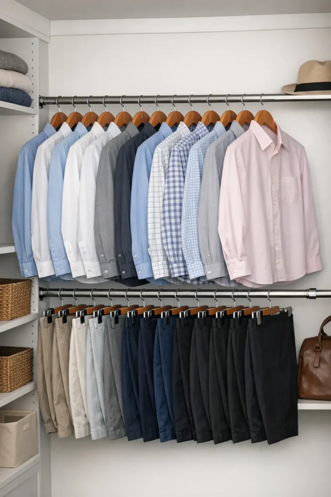 Double Rod System Closet Organization Hacks