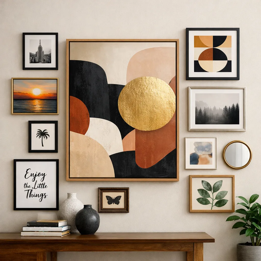 Eclectic Mixed Frames Gallery Wall Ideas Living Room