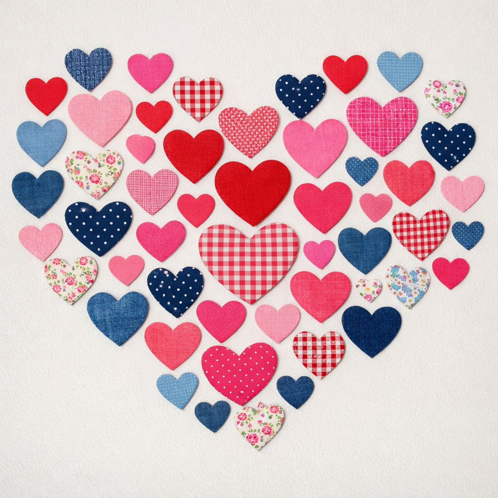 Fabric Heart Collage heart wall decor ideas