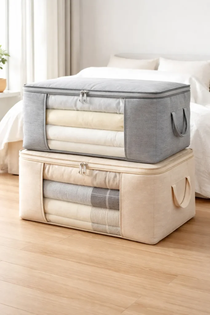Fabric Zipper Storage Bags under bed storage ideas