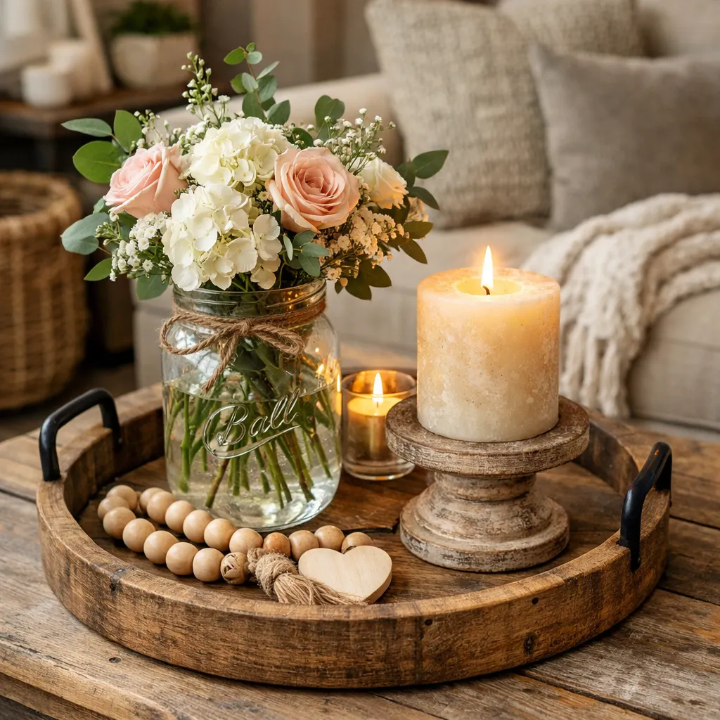Farmhouse Cozy Look Coffee Table Decor Ideas