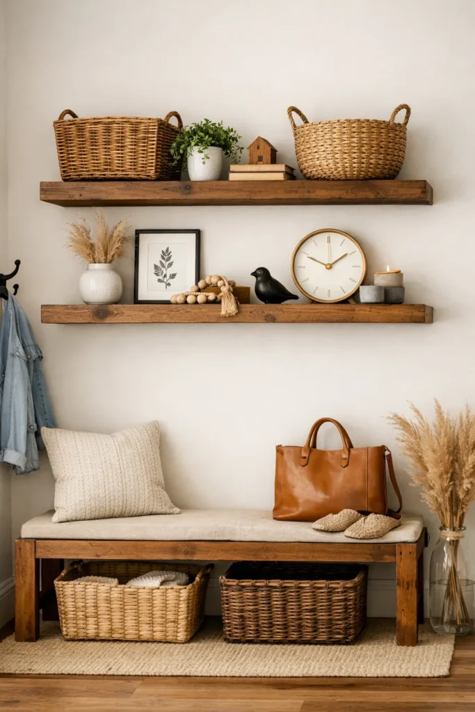 Floating Shelf Entry Entryway Organization Ideas
