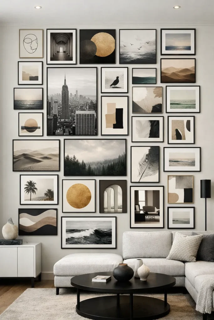Floor To Ceiling Gallery Gallery Wall Ideas Living Room