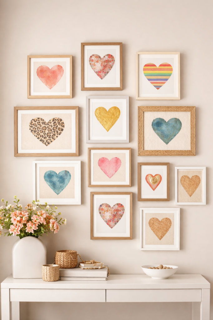Heart Gallery Wall  heart wall decor ideas