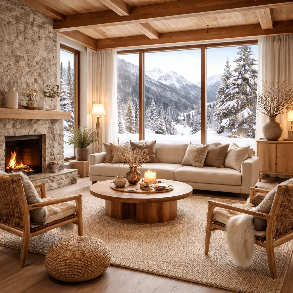 Japandi Winter Winter Living Room Decor