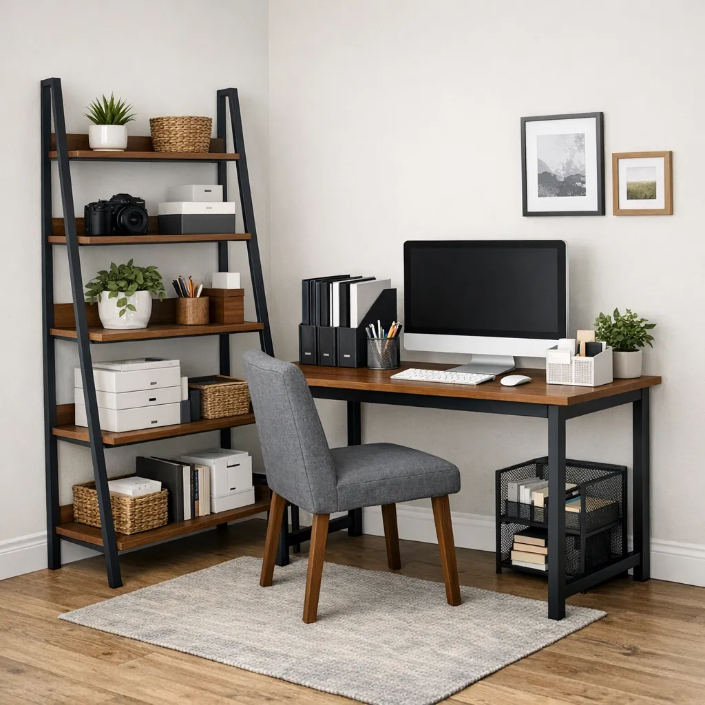 Ladder Shelf Office Small Space Furniture Ideas