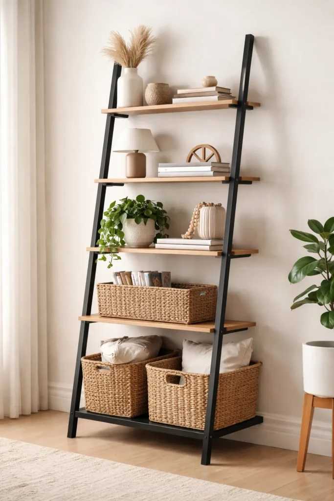 Ladder Shelf Storage Small Bathroom Storage Ideas