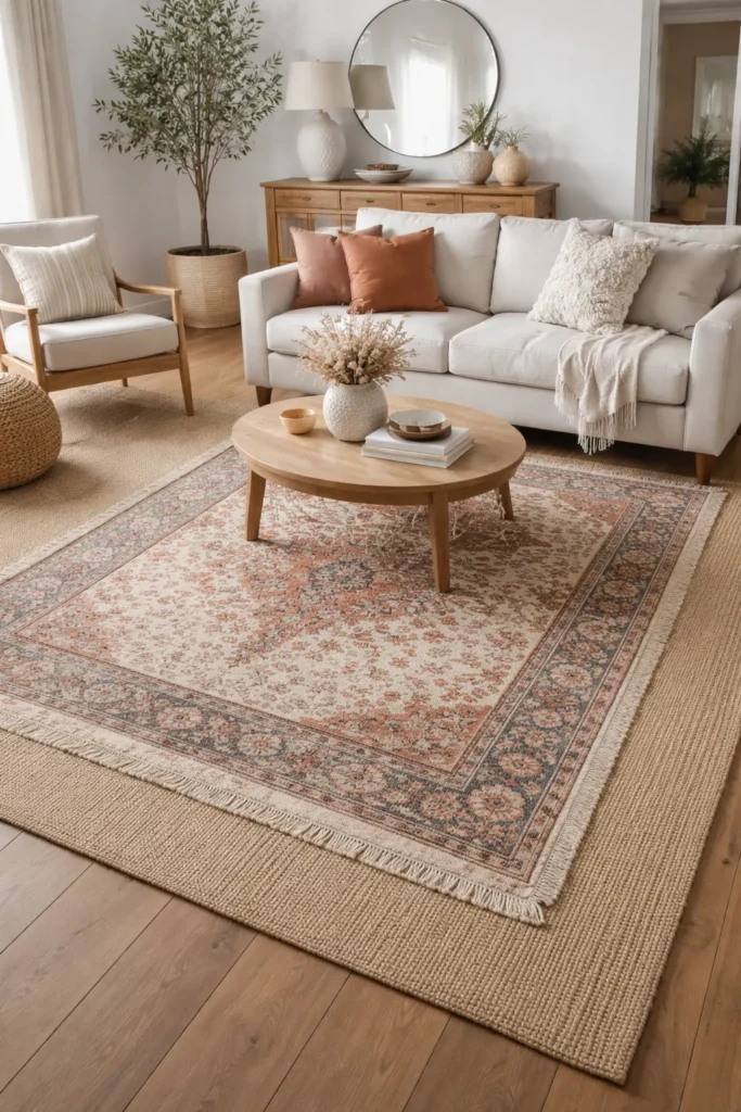Layered Rug Look Area Rug Living Room Ideas
