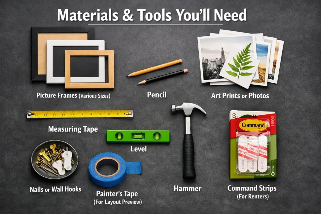 Materials Tools Youll Need Gallery Wall Ideas Living Room