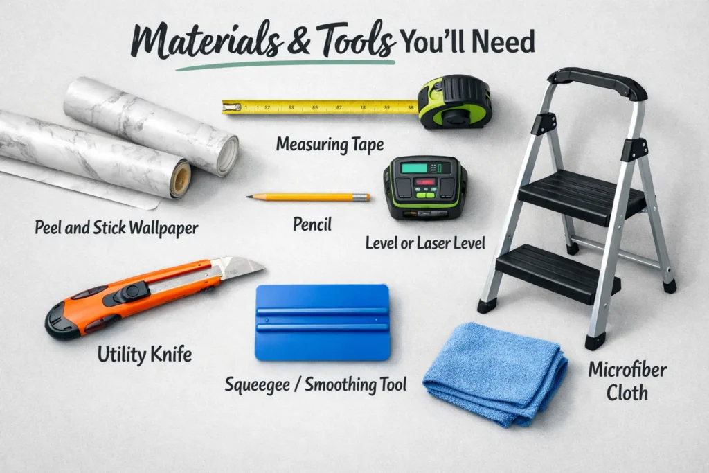 Materials Tools Youll Need Peel And Stick Wallpaper Accent Wall