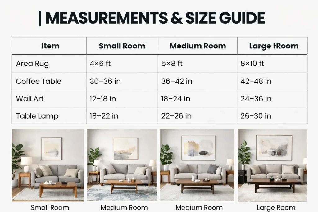 Measurements Size Guide Affordable Home Decor Finds