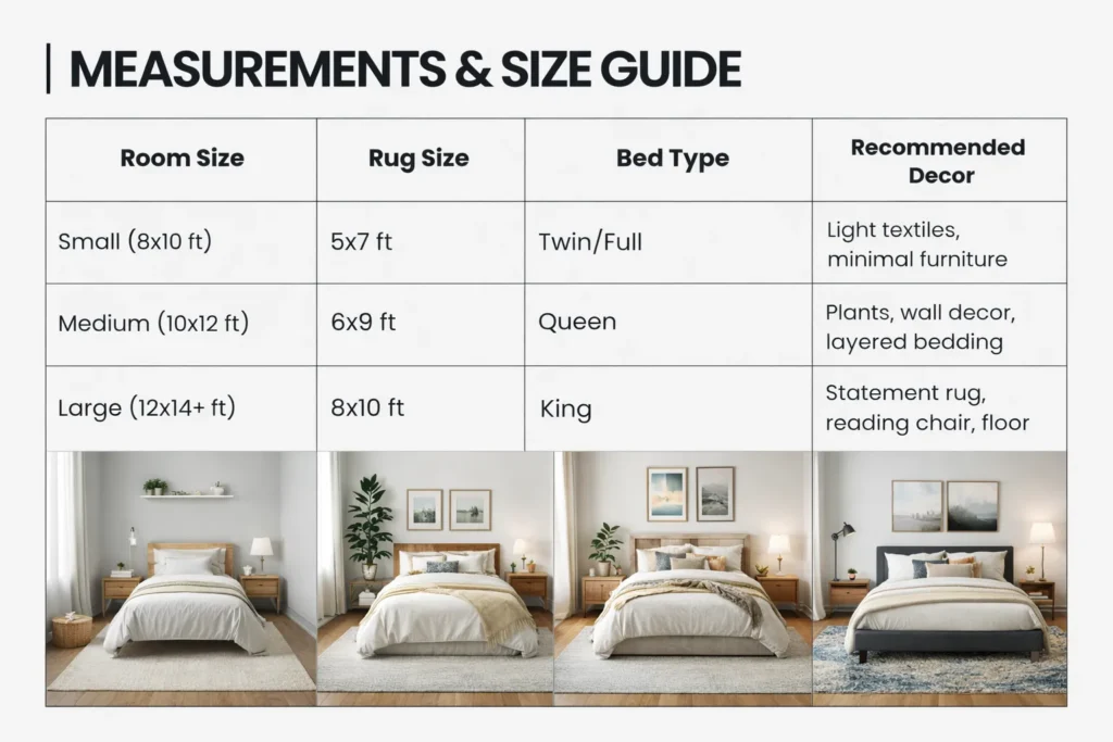 Measurements Size Guide Boho Bedroom Decor