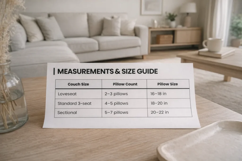 Measurements Size Guide Couch Styling Ideas