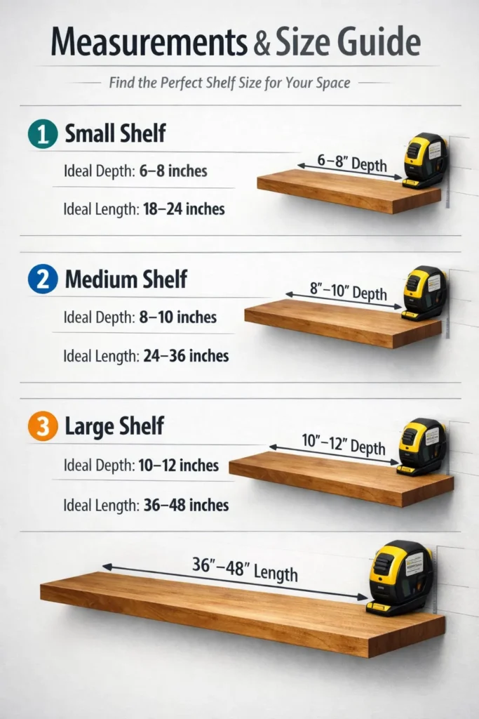 Measurements Size Guide Floating Shelves Decor