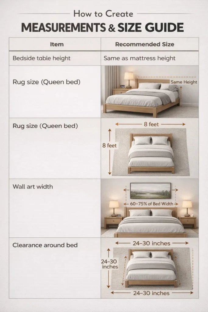 Measurements Size Guide Minimal Bedroom Decor