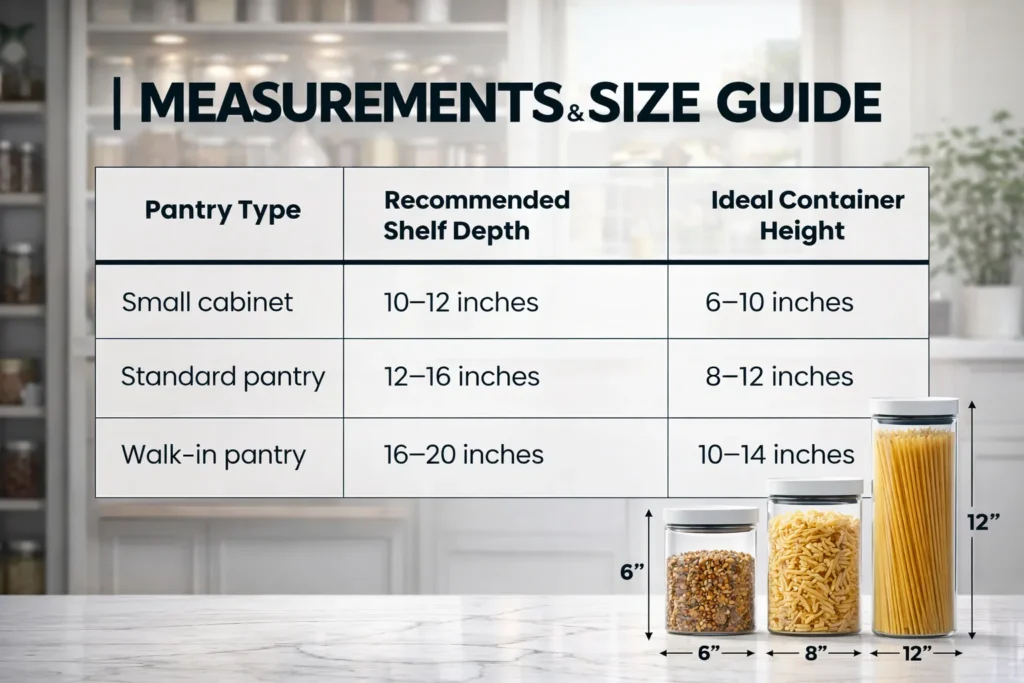 Measurements Size Guide Pantry Organization Ideas