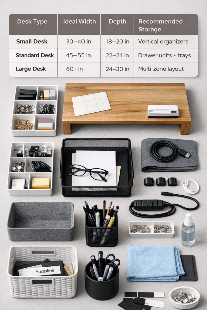 Measurements Desk Organization Ideas