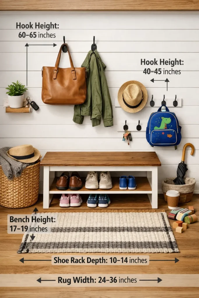 Measurements Entryway Organization Ideas