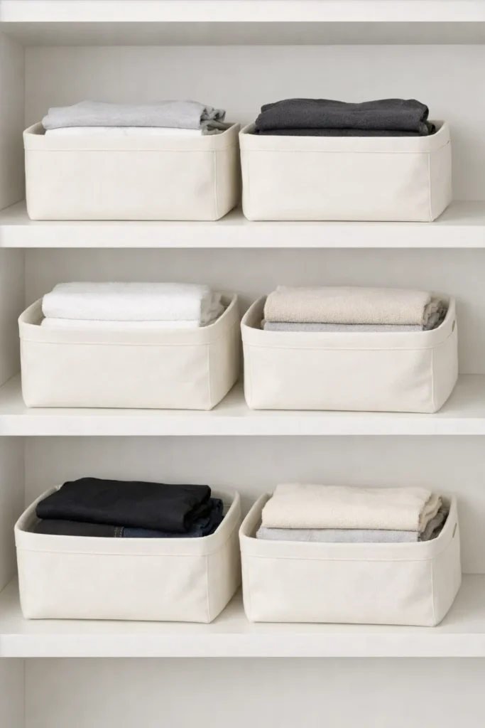 Minimalist White Fabric Baskets Storage Baskets Aesthetic