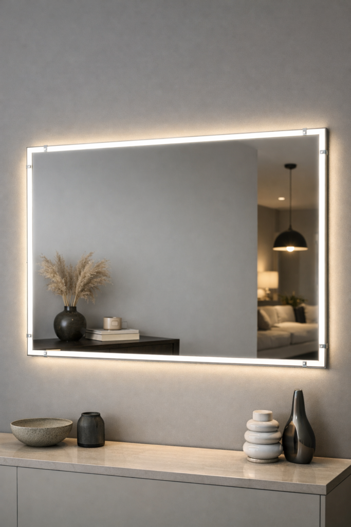 Mirror Frame Lights fairy lights bedroom ideas