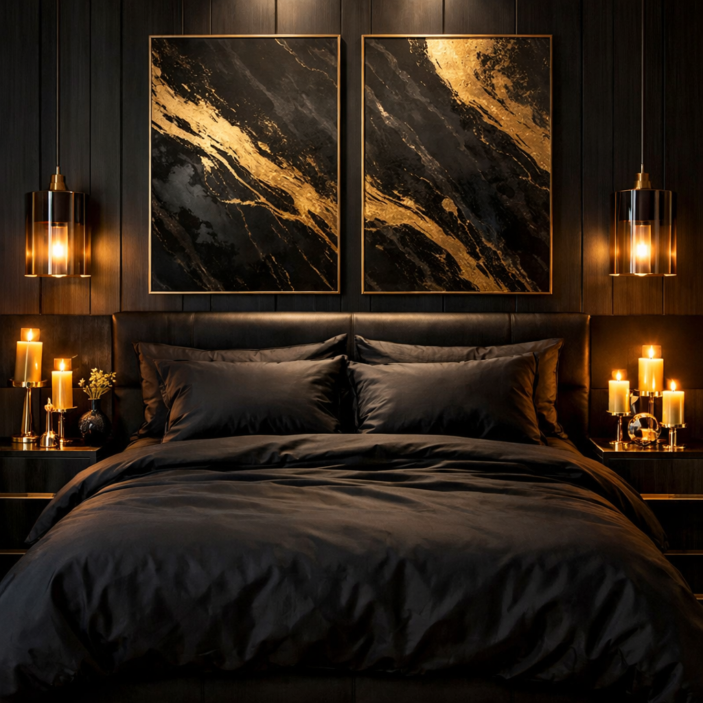 Modern Black & Gold Romance   romantic room decor ideas