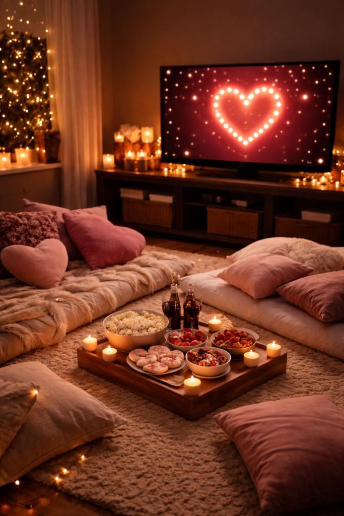 Movie Night Valentine Setup