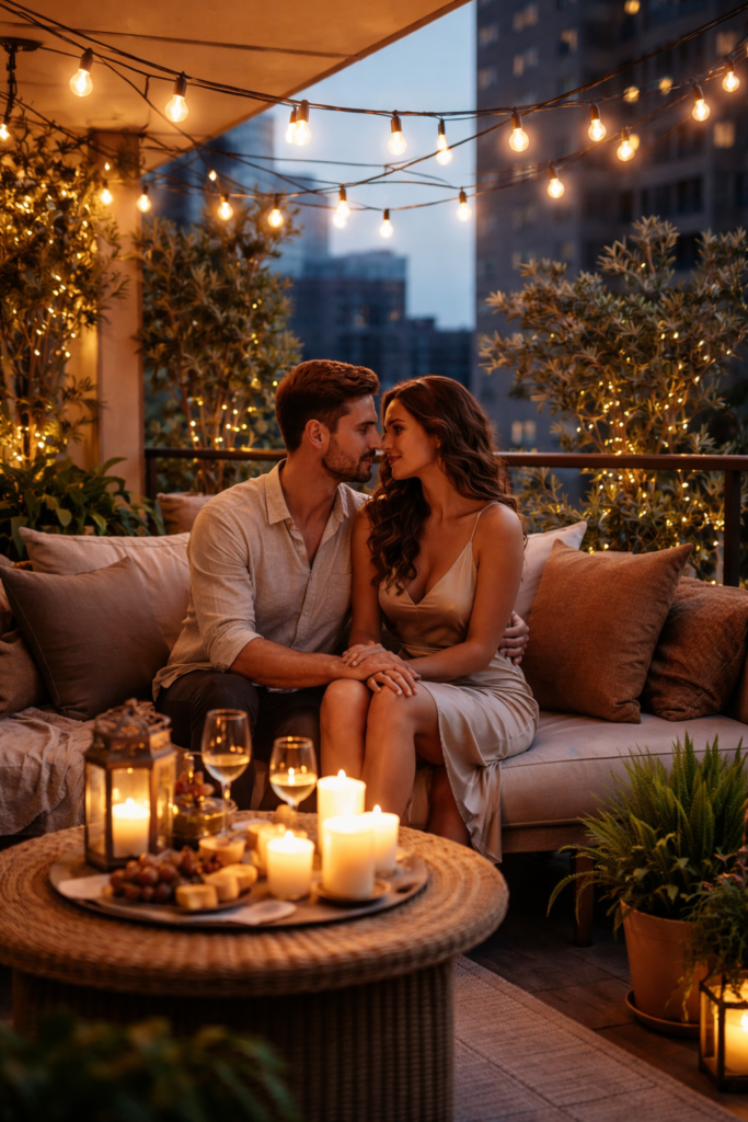 Outdoor Balcony Romance  romantic room decor ideas