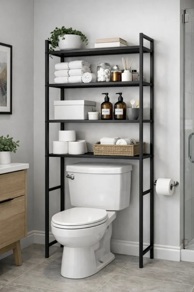 Over The Toilet Shelf Unit Small Bathroom Storage Ideas