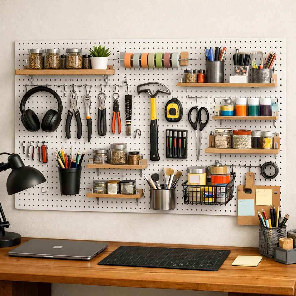 Pegboard Organizer Wall Desk Organization Ideas