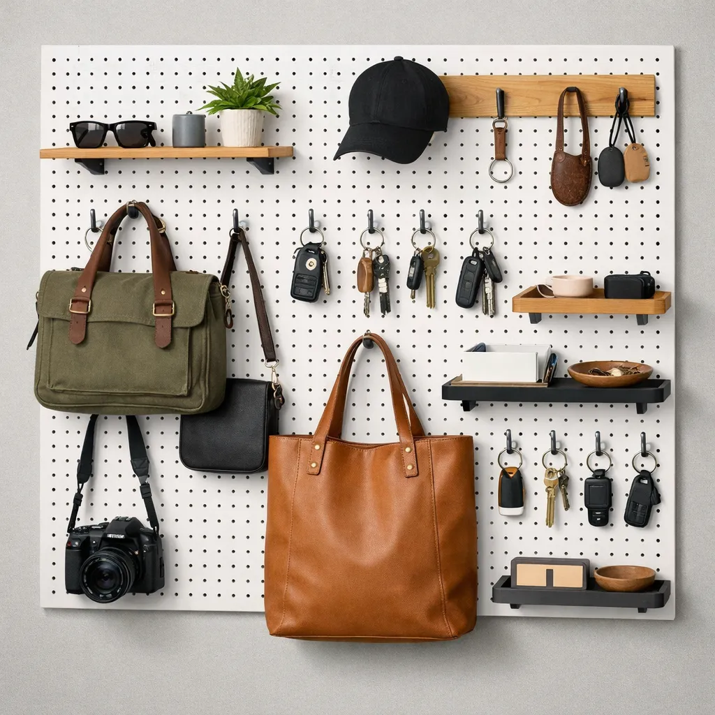 Pegboard Organizer Entryway Organization Ideas