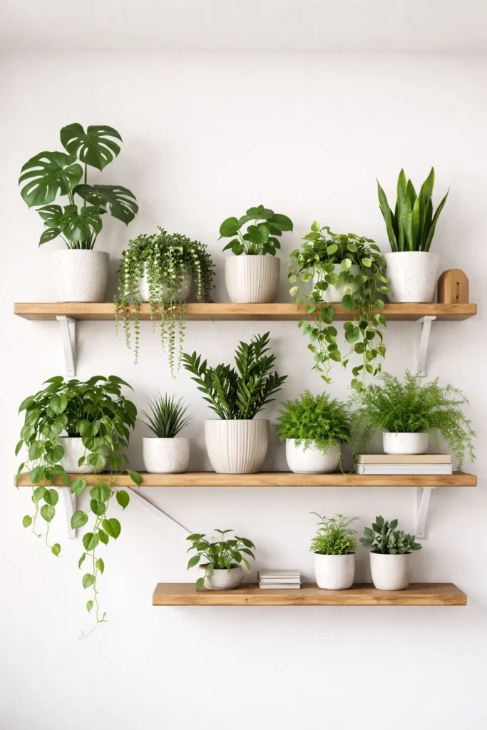 Plant Filled Shelf Floating Shelves Decor