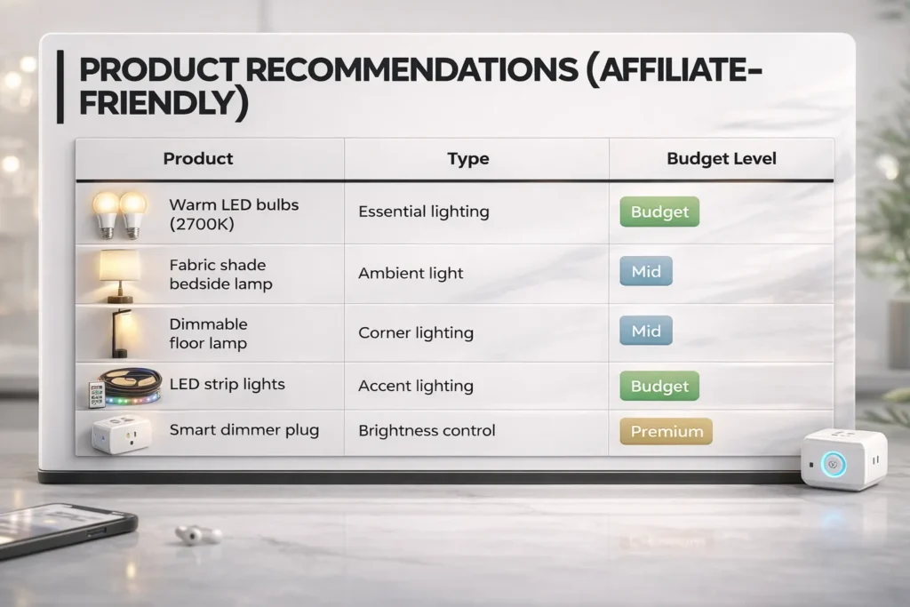 Product Recommendations Cozy Bedroom Lighting