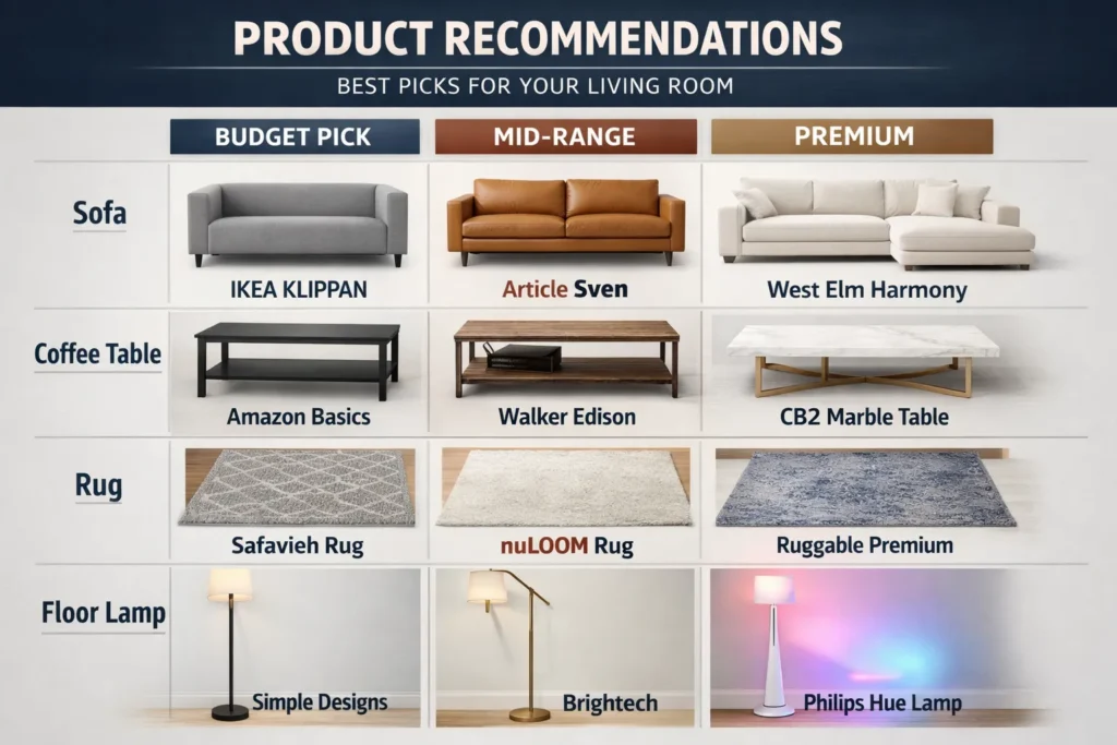 Product Recommendations Modern Living Room Decor