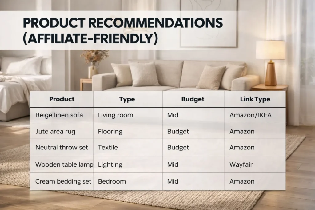 Product Recommendations Neutral Home Decor Ideas