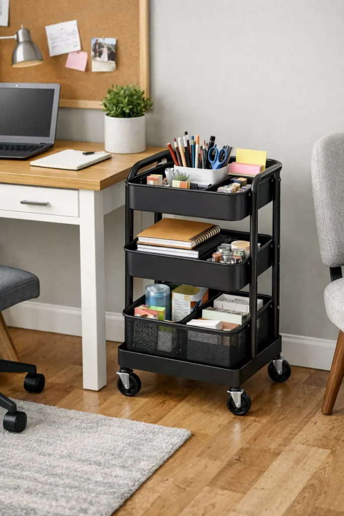 Rolling Cart Storage Desk Organization Ideas