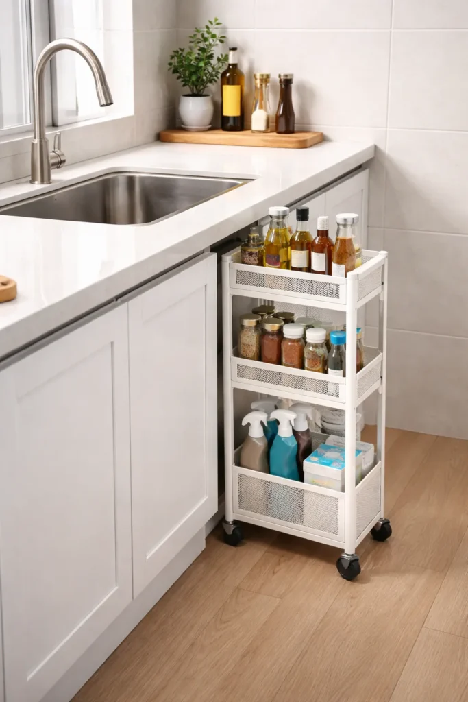 Rolling Slim Storage Cart Small Bathroom Storage Ideas