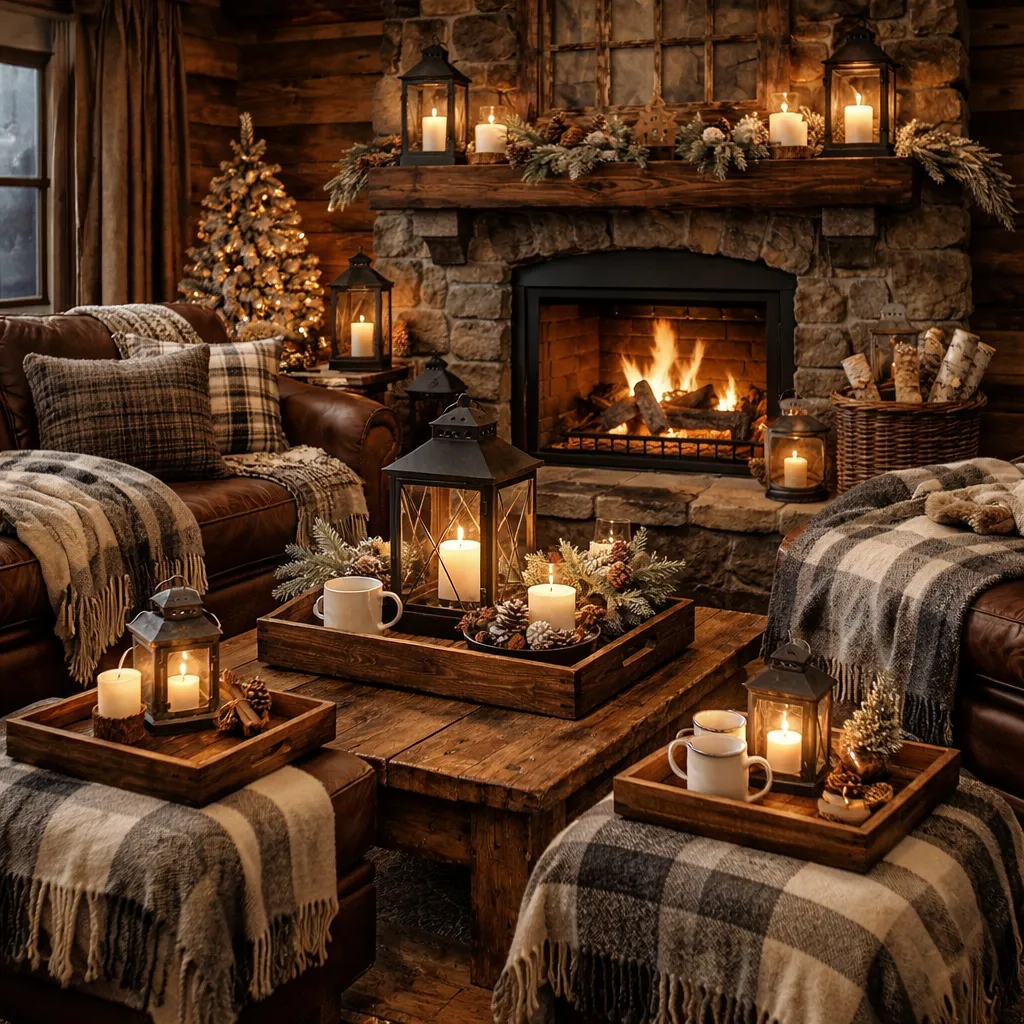 Rustic Cabin Style Winter Living Room Decor