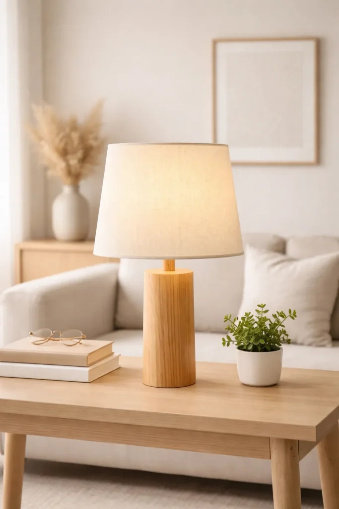 Scandinavian Light Wood Style Bedside Lamp Styling