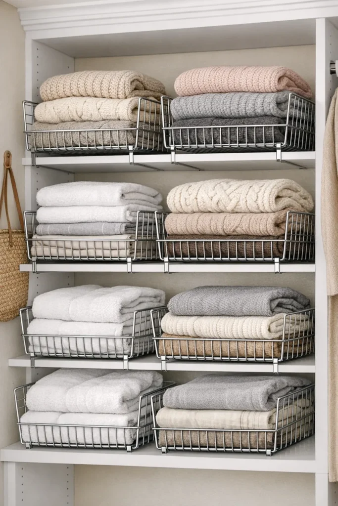 Shelf Basket System Closet Organization Hacks