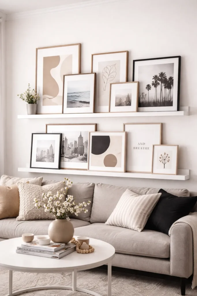 Shelf Style Gallery Wall Gallery Wall Ideas Living Room